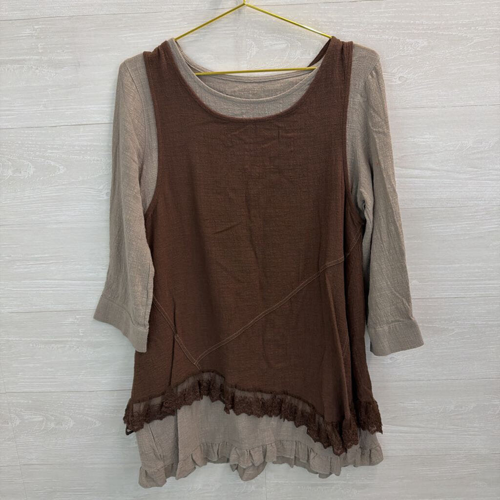 Paisley Vine Layered Tunic Top Small