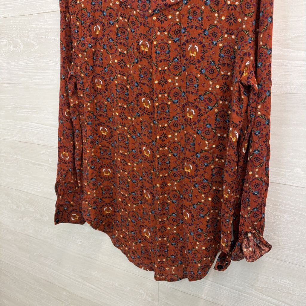 Natural Life Long Sleeve Printed Button Up Small