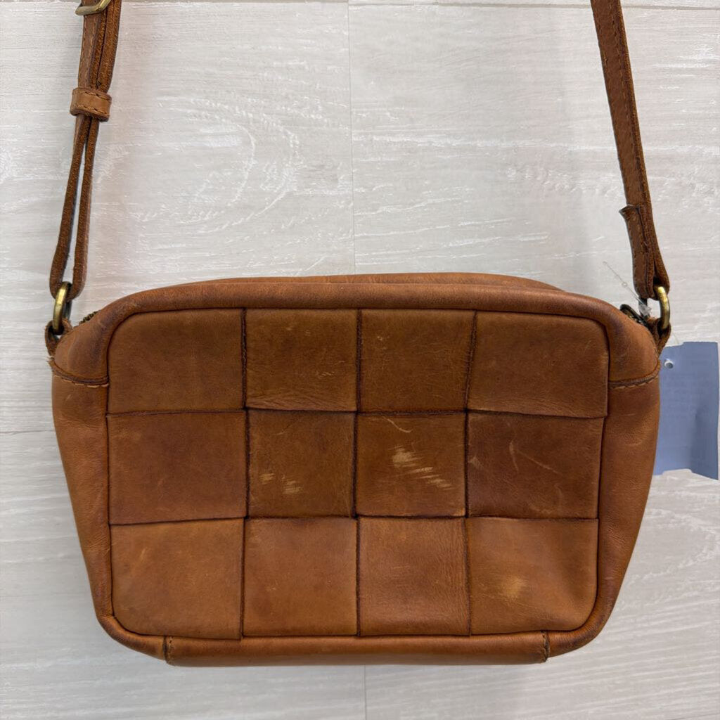 Margot Brown Woven Leather Small Crossbody Purse