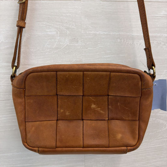 Margot Brown Woven Leather Small Crossbody Purse