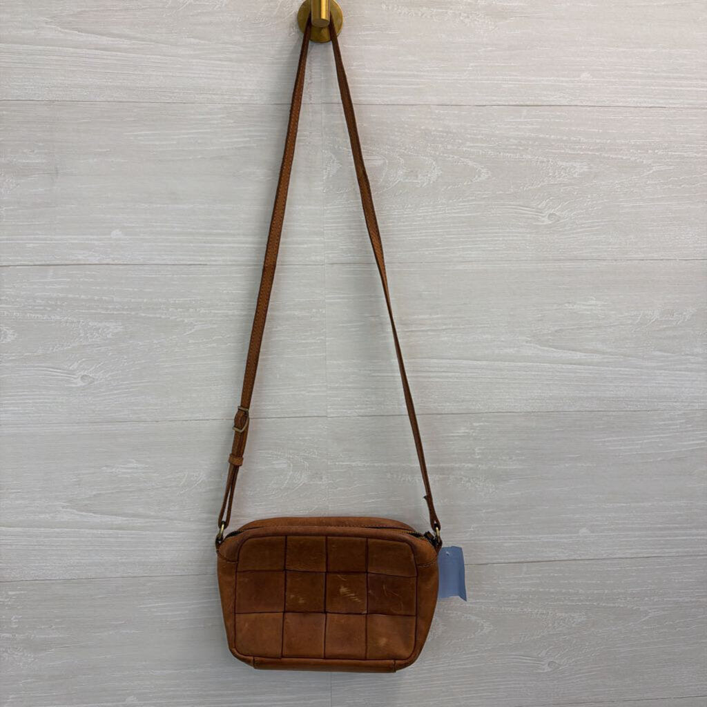 Margot Brown Woven Leather Small Crossbody Purse