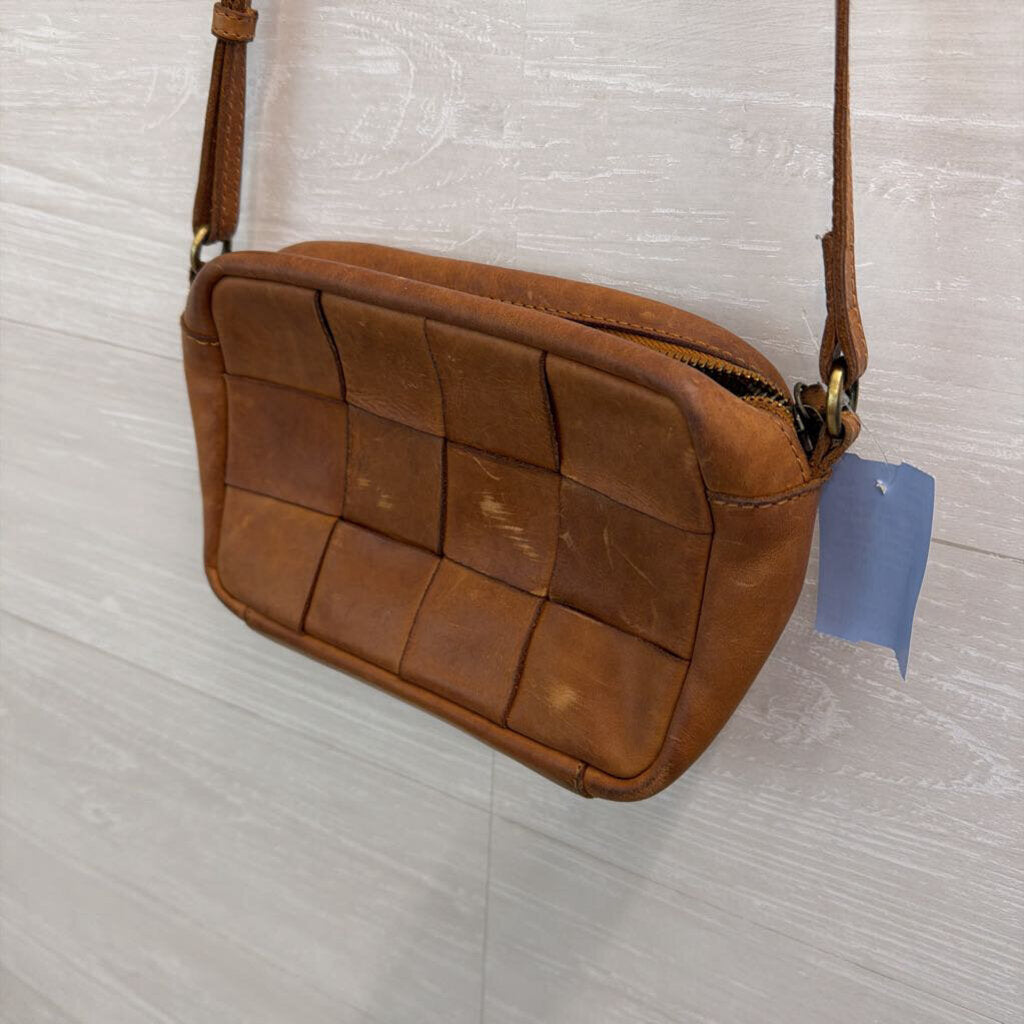 Margot Brown Woven Leather Small Crossbody Purse