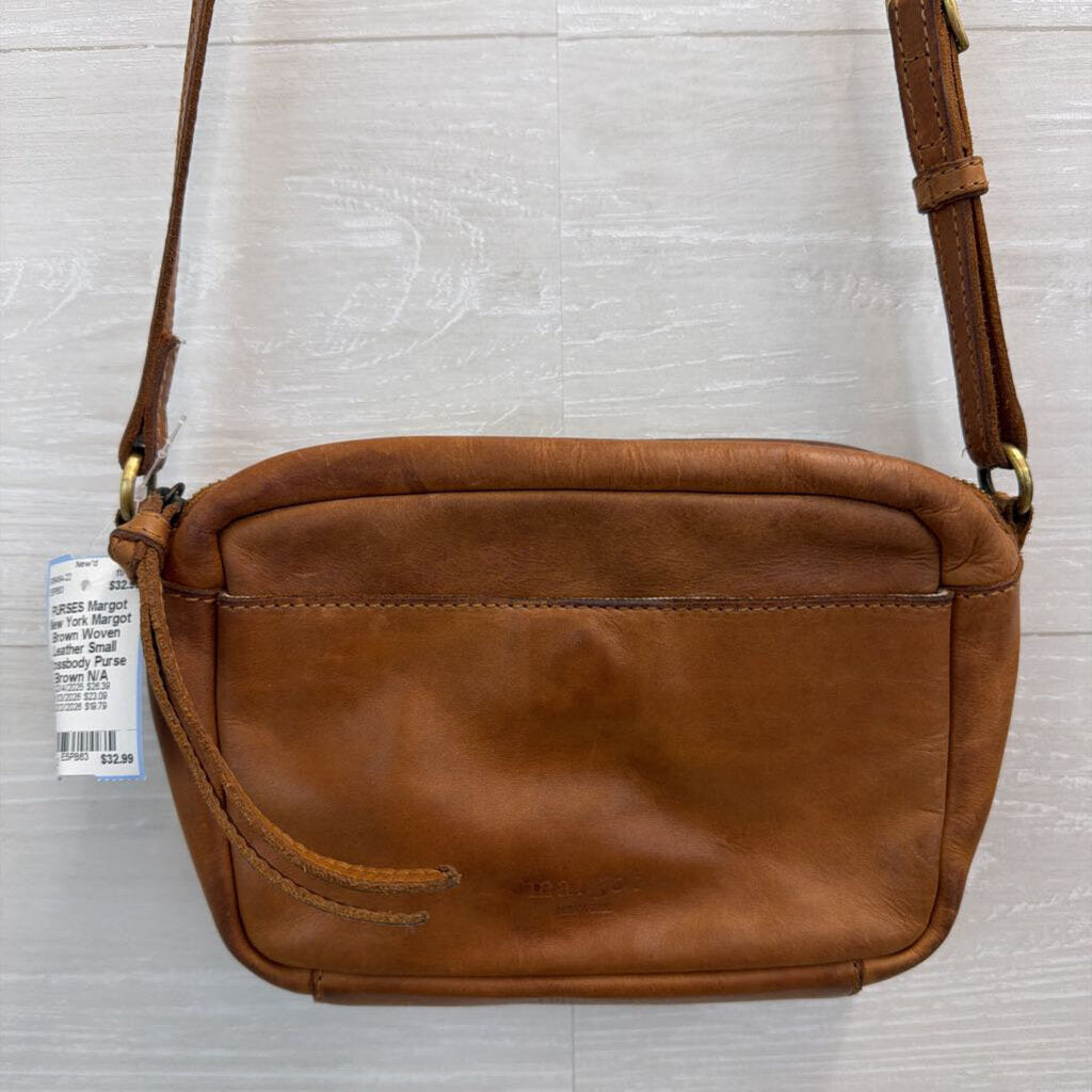 Margot Brown Woven Leather Small Crossbody Purse