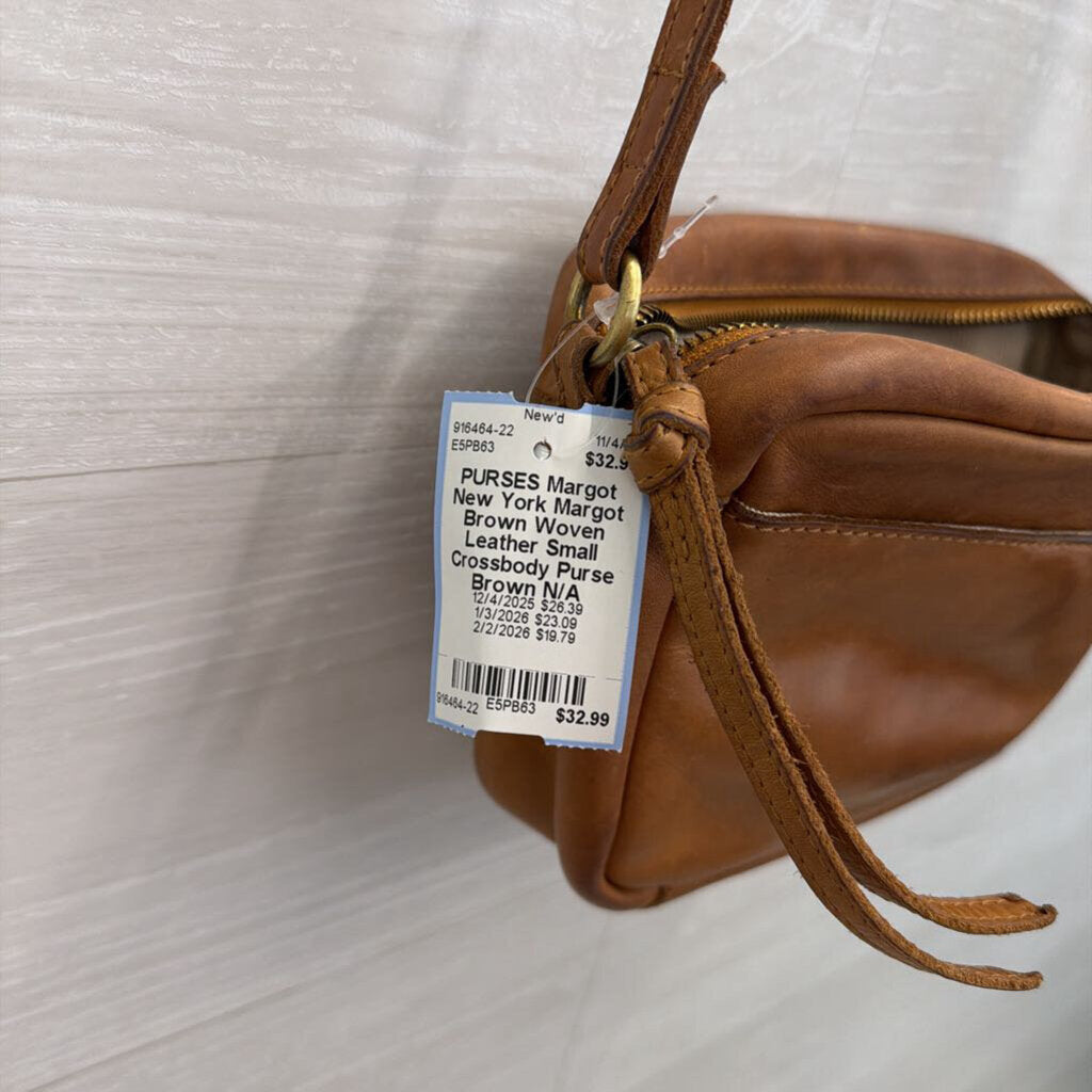 Margot Brown Woven Leather Small Crossbody Purse