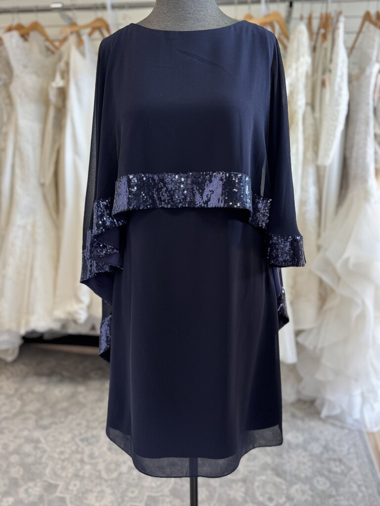 Vince Camuto Navy Cap Sequin Edge Top Short Formal Dress 6