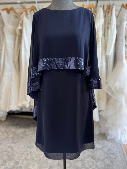 Vince Camuto Navy Cap Sequin Edge Top Short Formal Dress 6