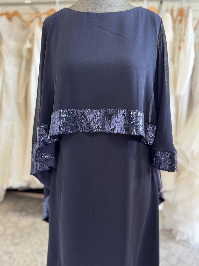 Vince Camuto Navy Cap Sequin Edge Top Short Formal Dress 6