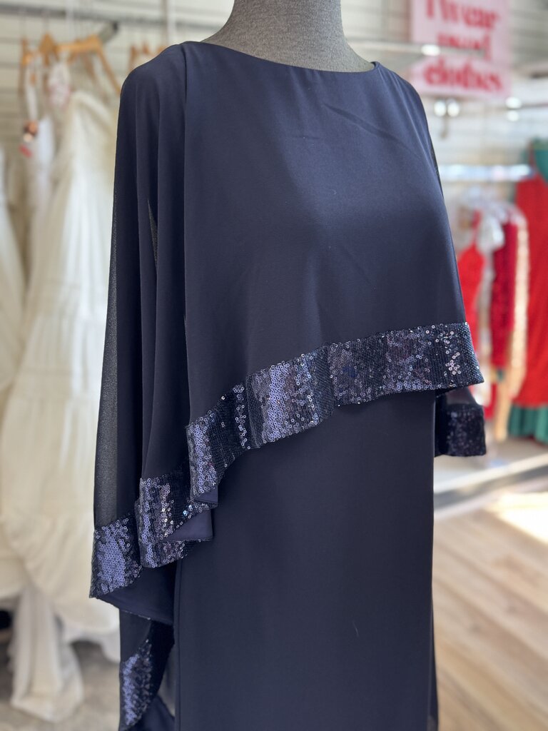 Vince Camuto Navy Cap Sequin Edge Top Short Formal Dress 6