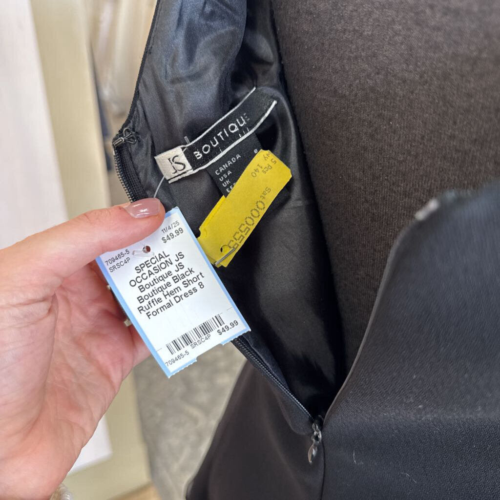 JS Boutique Black Ruffle Hem Short Formal Dress 8