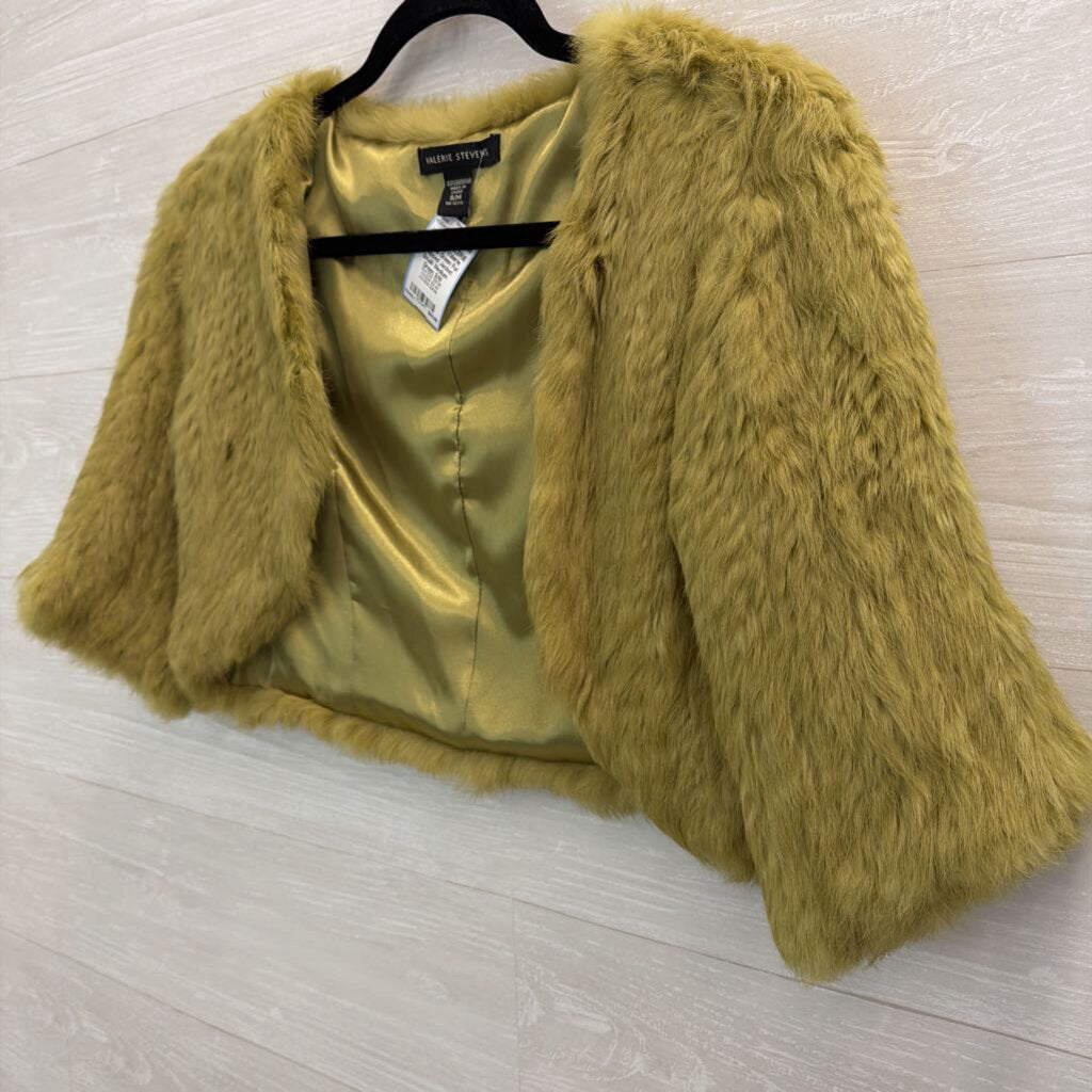 Valerie Stevens Green Fur Cropped Jacket Small/ Medium