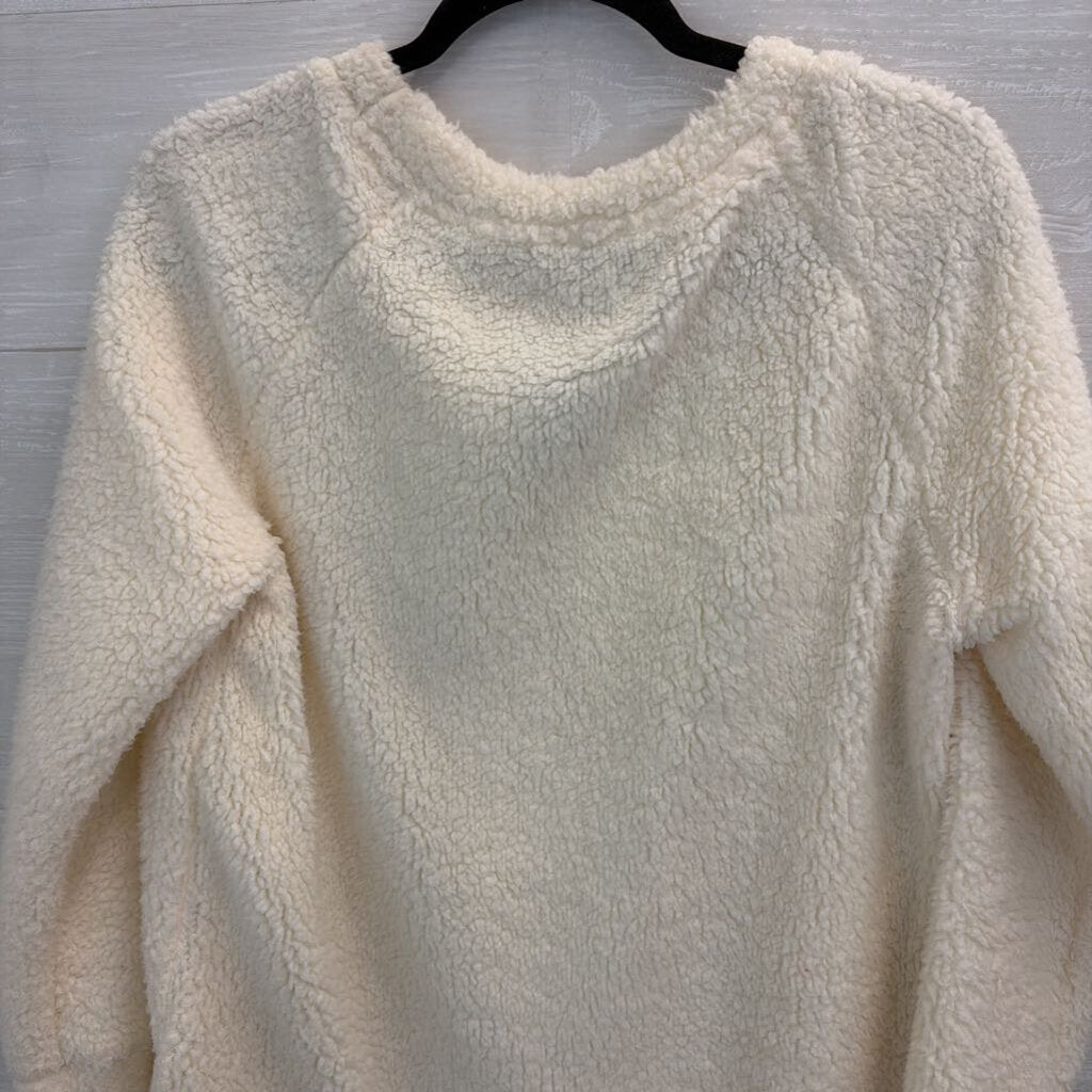 Como Vintage White Soft Sequin Gingerbread Long Sleeve Sweater Top Medium