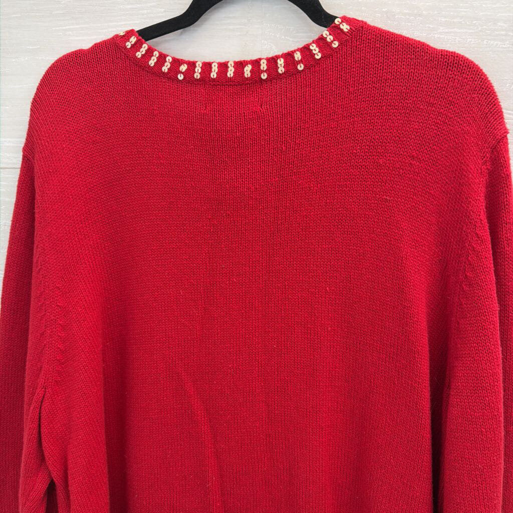 Vintage Designers Originals Red/ White Snowman Zip Up Sweater 2X