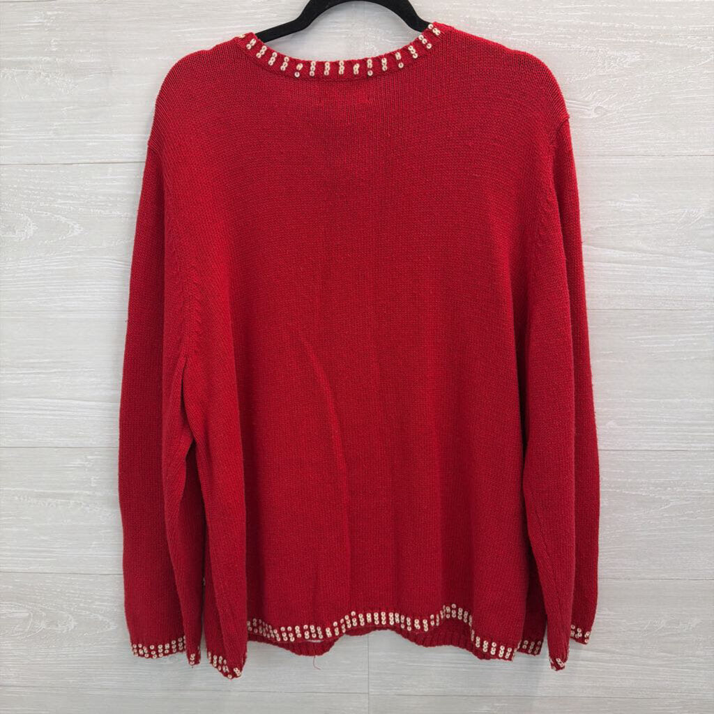 Vintage Designers Originals Red/ White Snowman Zip Up Sweater 2X