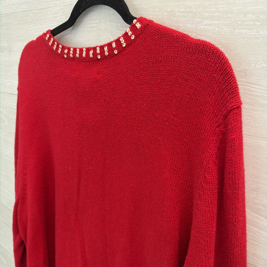 Vintage Designers Originals Red/ White Snowman Zip Up Sweater 2X