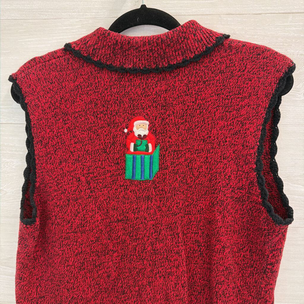 Vintage Erika Red/ Multi Snowman Sweater Vest Top Extra Large