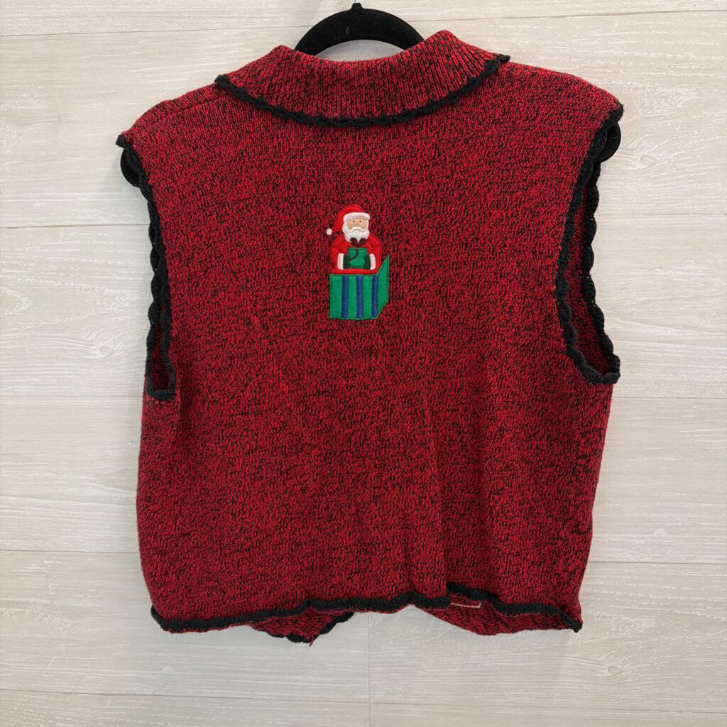 Vintage Erika Red/ Multi Snowman Sweater Vest Top Extra Large