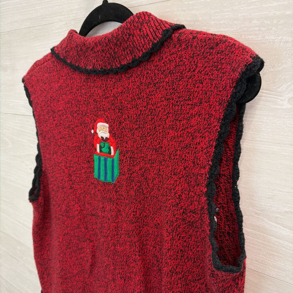 Vintage Erika Red/ Multi Snowman Sweater Vest Top Extra Large