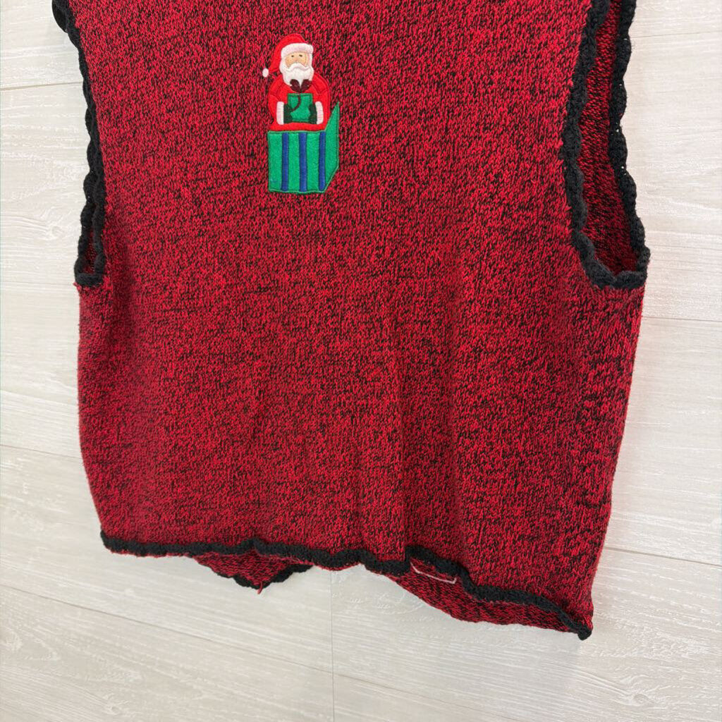 Vintage Erika Red/ Multi Snowman Sweater Vest Top Extra Large