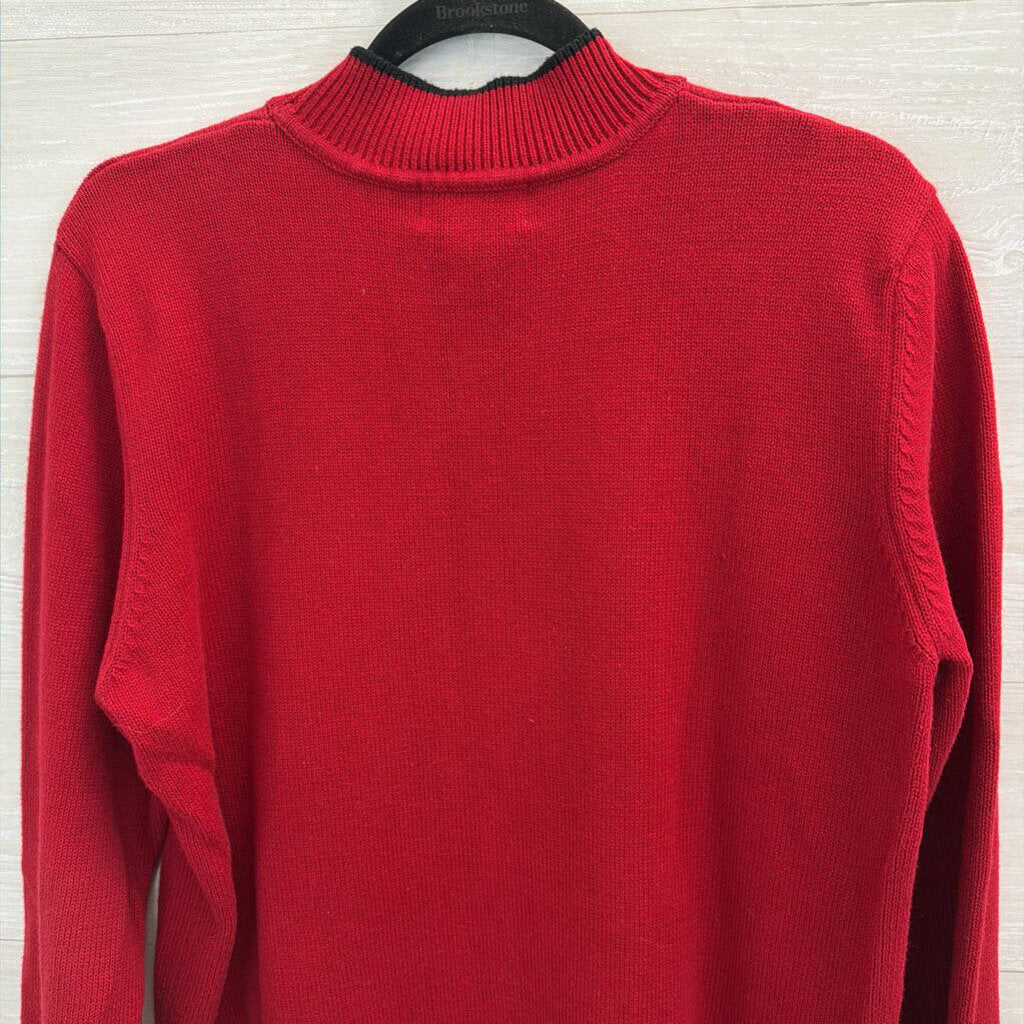 Vintage Alfred Dunner Red/ White Snowflake/ Penguin Mock Neck Sweater Large