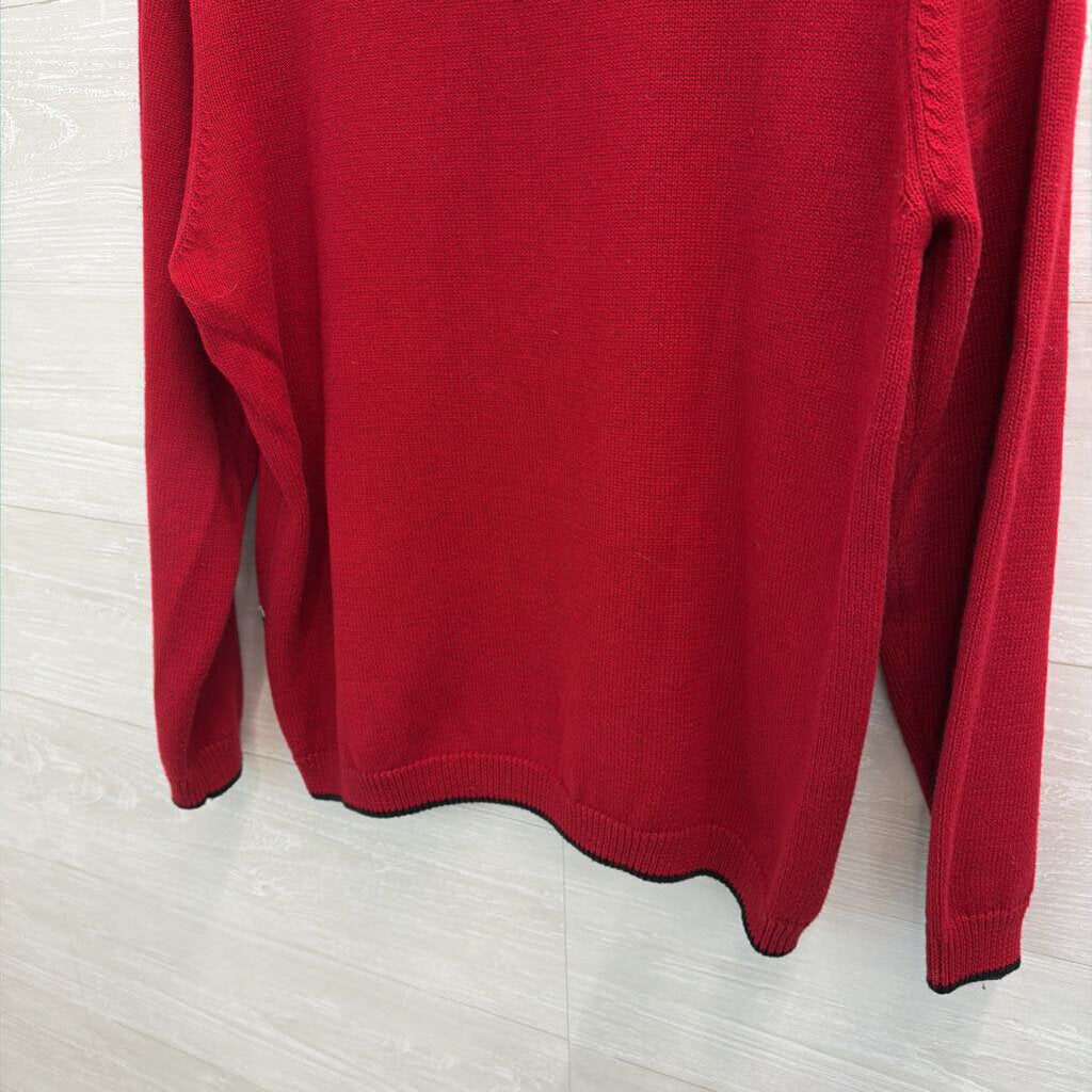 Vintage Alfred Dunner Red/ White Snowflake/ Penguin Mock Neck Sweater Large