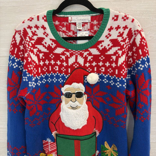 Jolly Sweaters Red/ Multi Santa Sweater Small