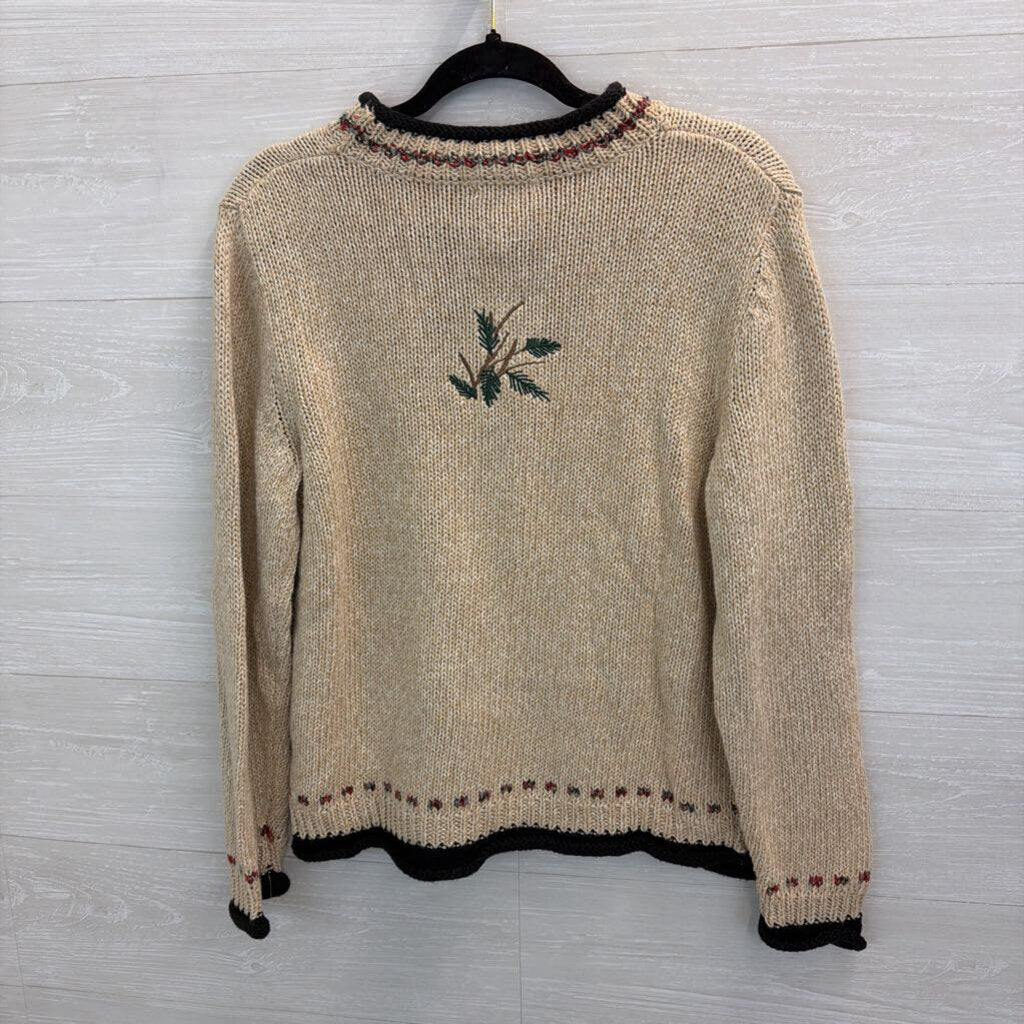 Vintage Christopher and Banks Brown Knit Cardinal Sweater Top Medium