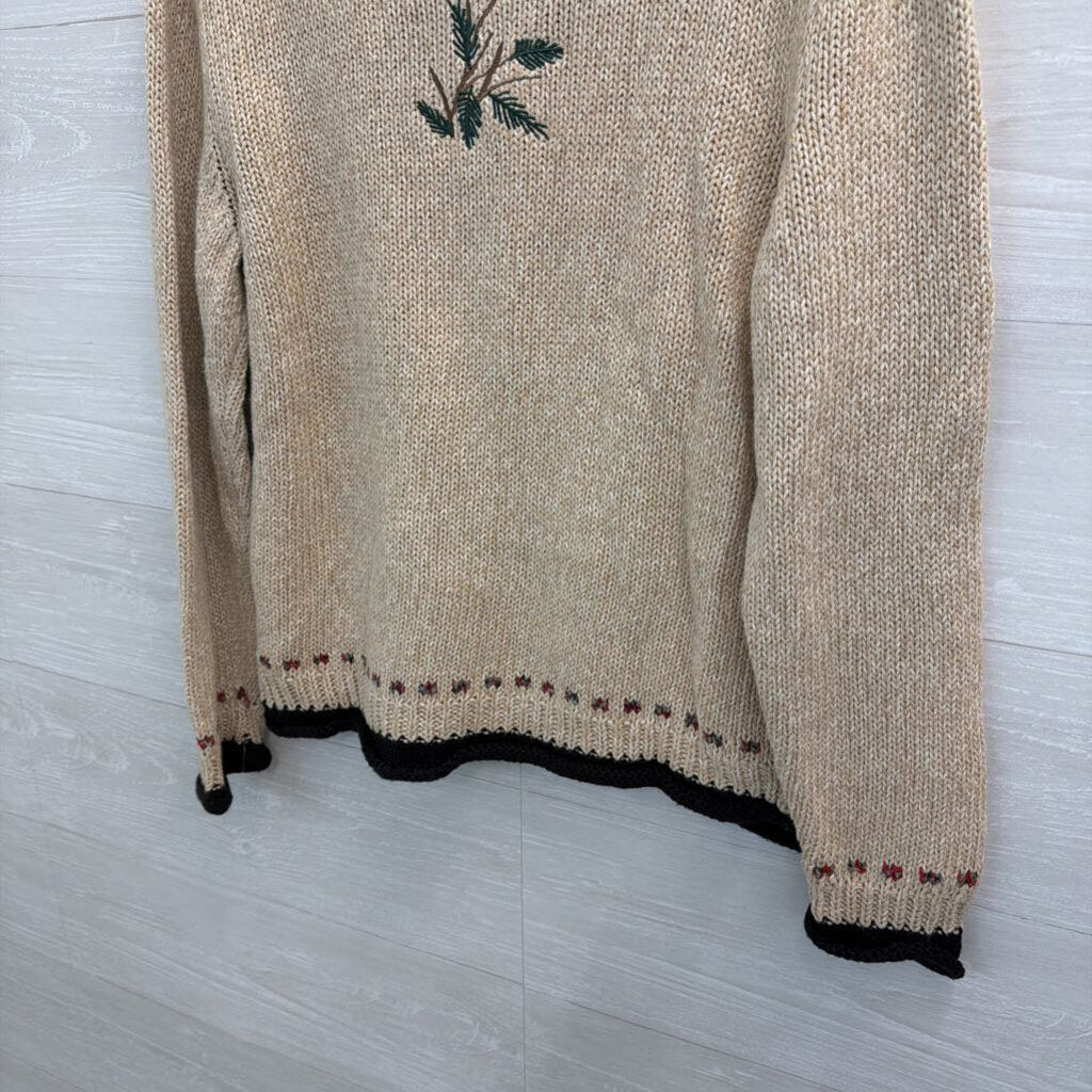 Vintage Christopher and Banks Brown Knit Cardinal Sweater Top Medium