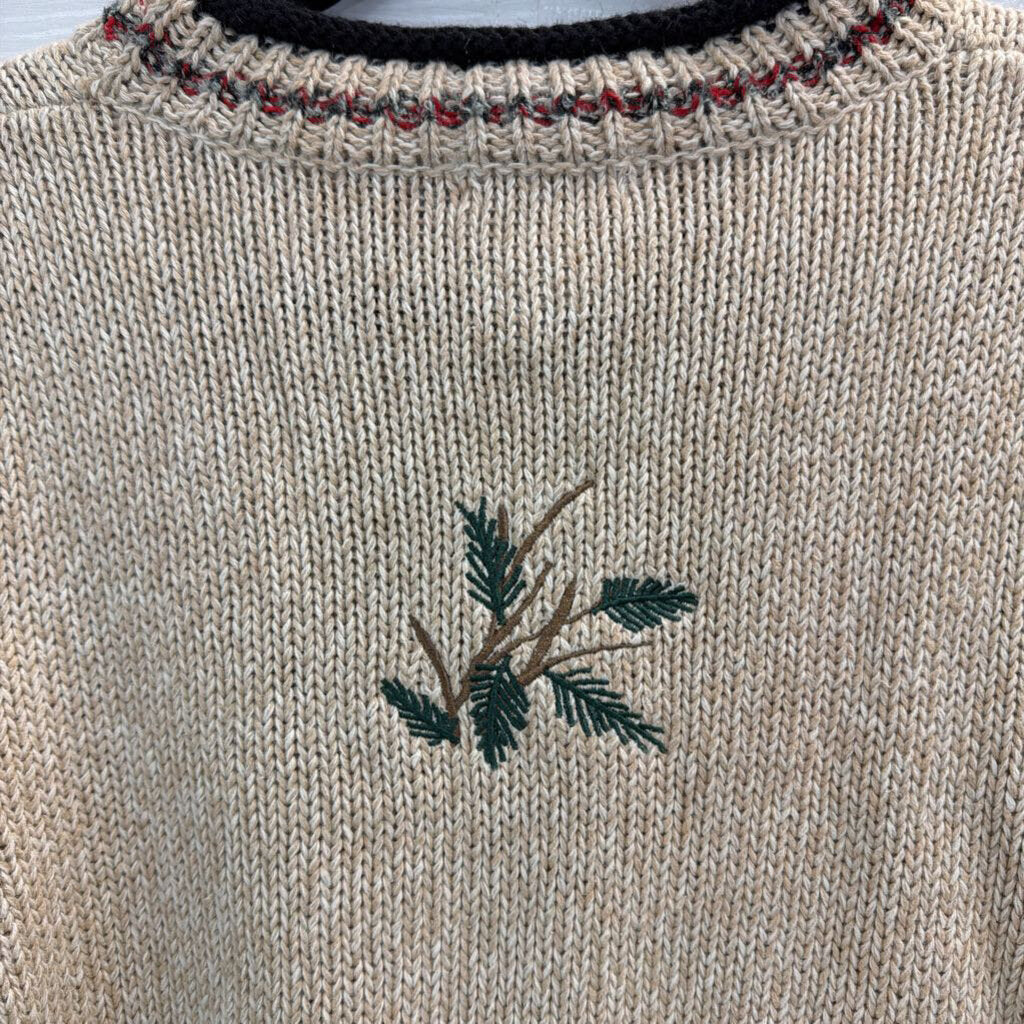 Vintage Christopher and Banks Brown Knit Cardinal Sweater Top Medium