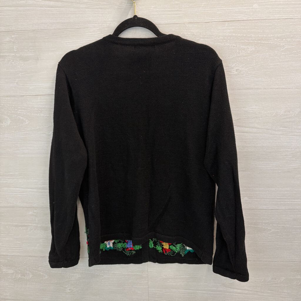 Vintage BP Design Black/ Multi Embroidered Toy Solider Holiday Cardigan Sweater Small