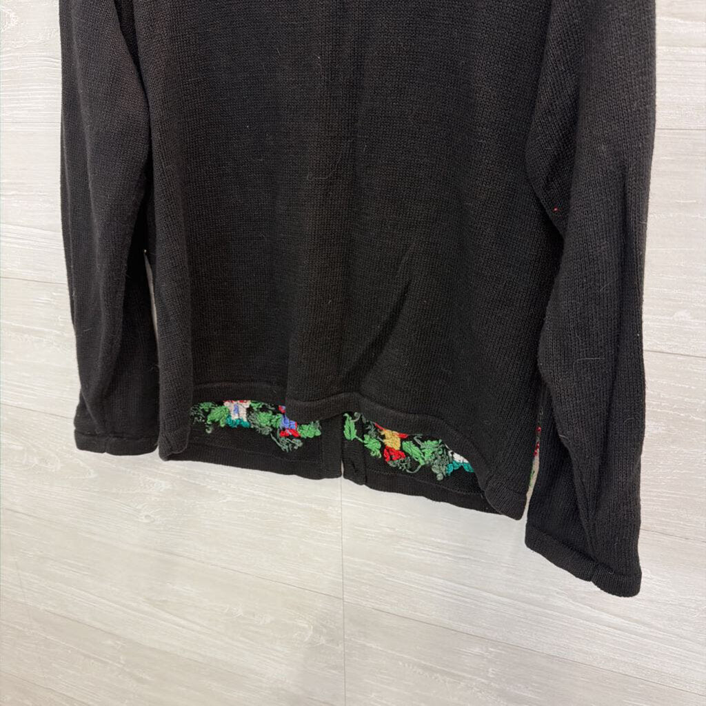 Vintage BP Design Black/ Multi Embroidered Toy Solider Holiday Cardigan Sweater Small