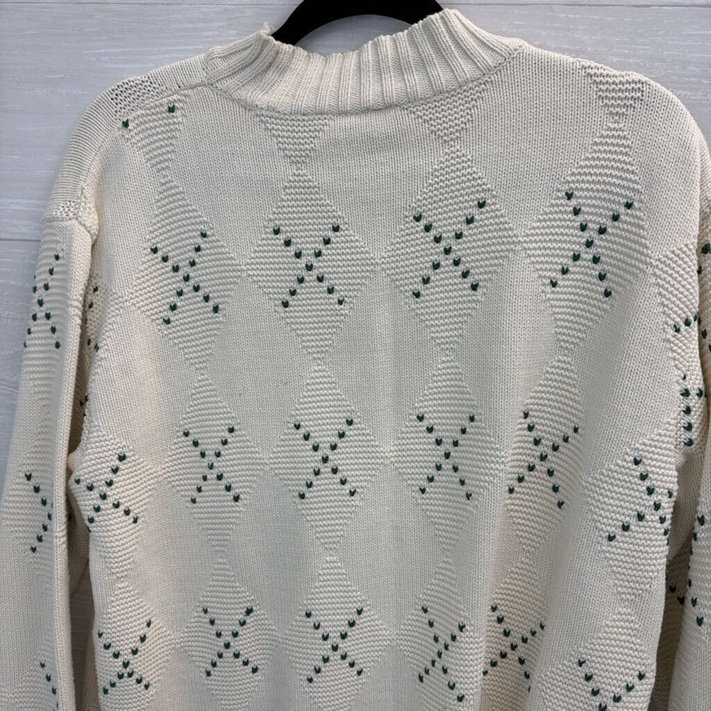 Vintage Liz Sport Cream/ Red Knit Holiday Sweater Large
