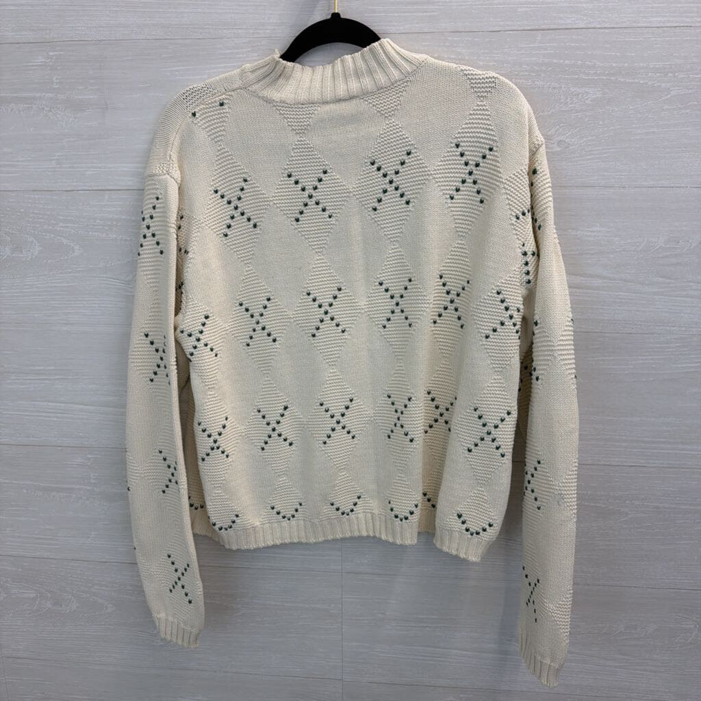 Vintage Liz Sport Cream/ Red Knit Holiday Sweater Large