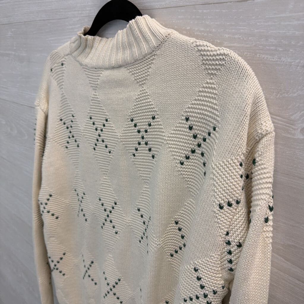 Vintage Liz Sport Cream/ Red Knit Holiday Sweater Large