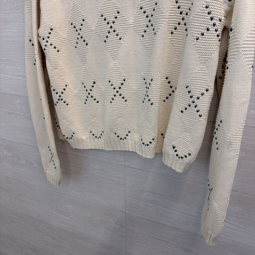 Vintage Liz Sport Cream/ Red Knit Holiday Sweater Large