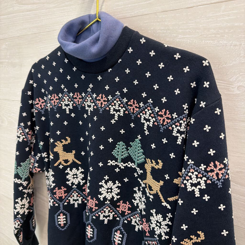 Vintage Art Unlimited Navy/ Multi Layered Holiday Top Small