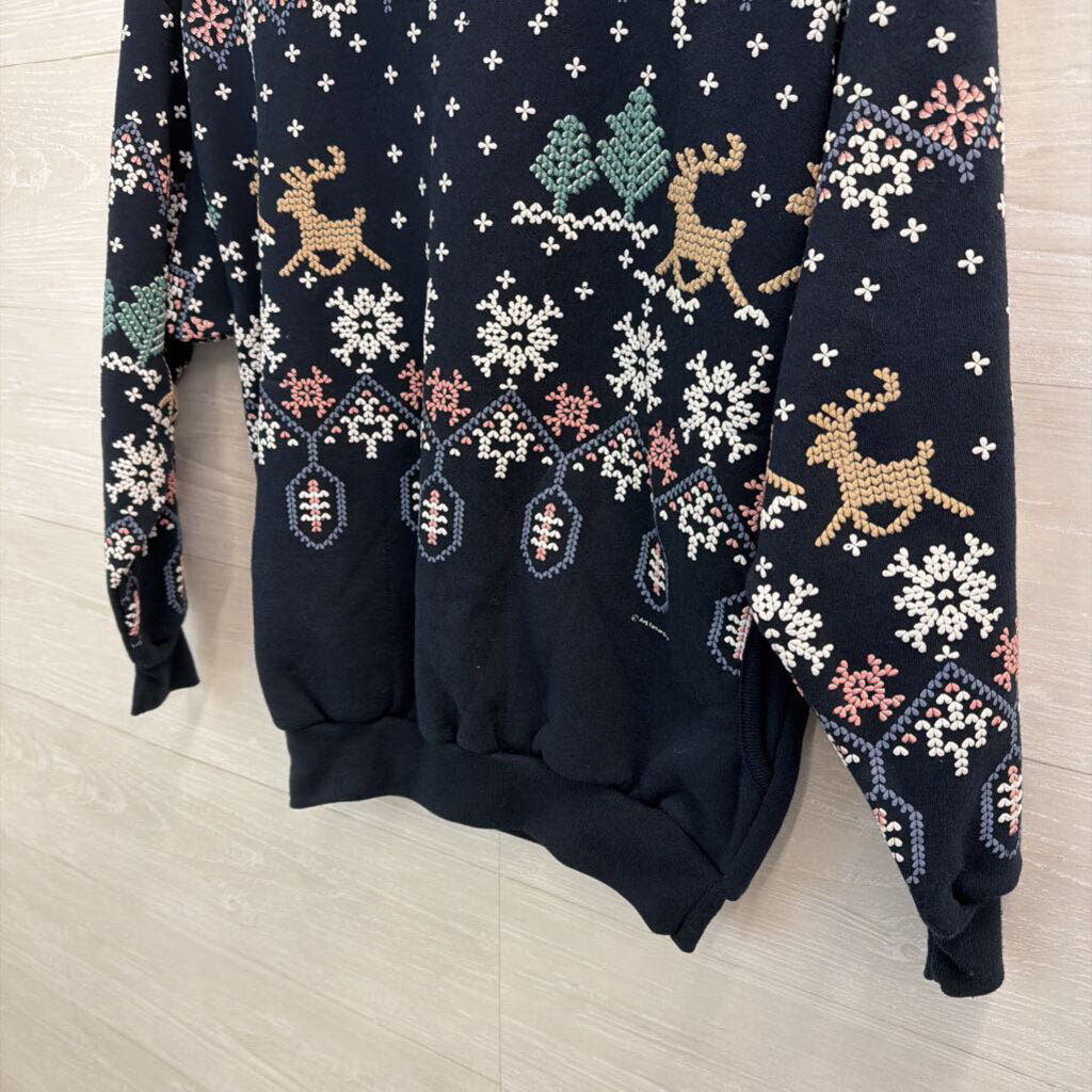 Vintage Art Unlimited Navy/ Multi Layered Holiday Top Small