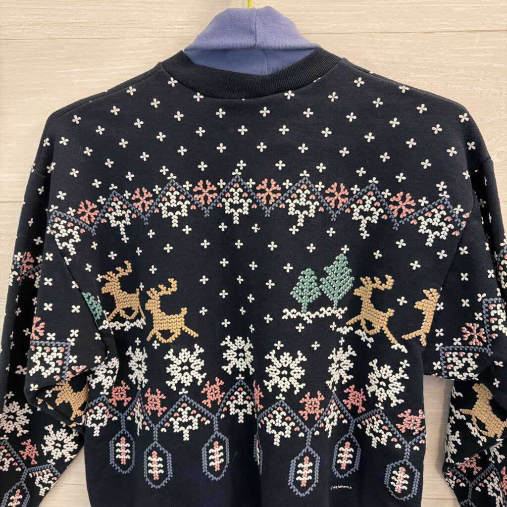 Vintage Art Unlimited Navy/ Multi Layered Holiday Top Small