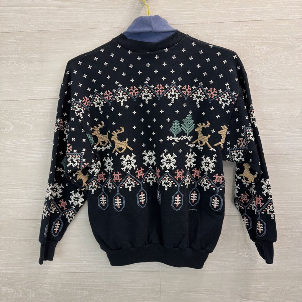 Vintage Art Unlimited Navy/ Multi Layered Holiday Top Small