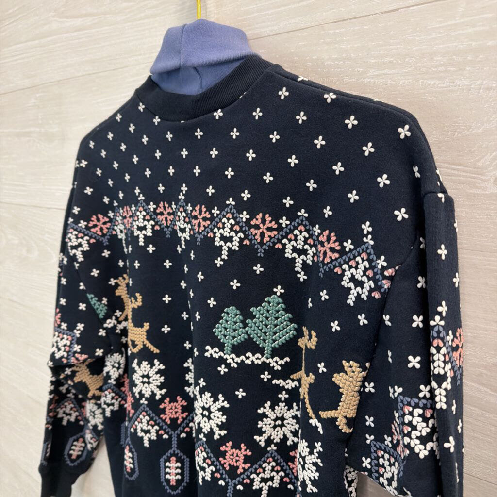 Vintage Art Unlimited Navy/ Multi Layered Holiday Top Small