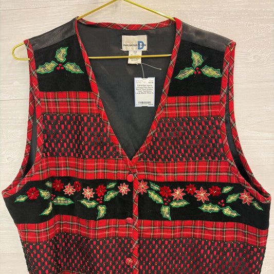 Vintage Paul Harris Black/ Red Holiday Vest Top Extra Large