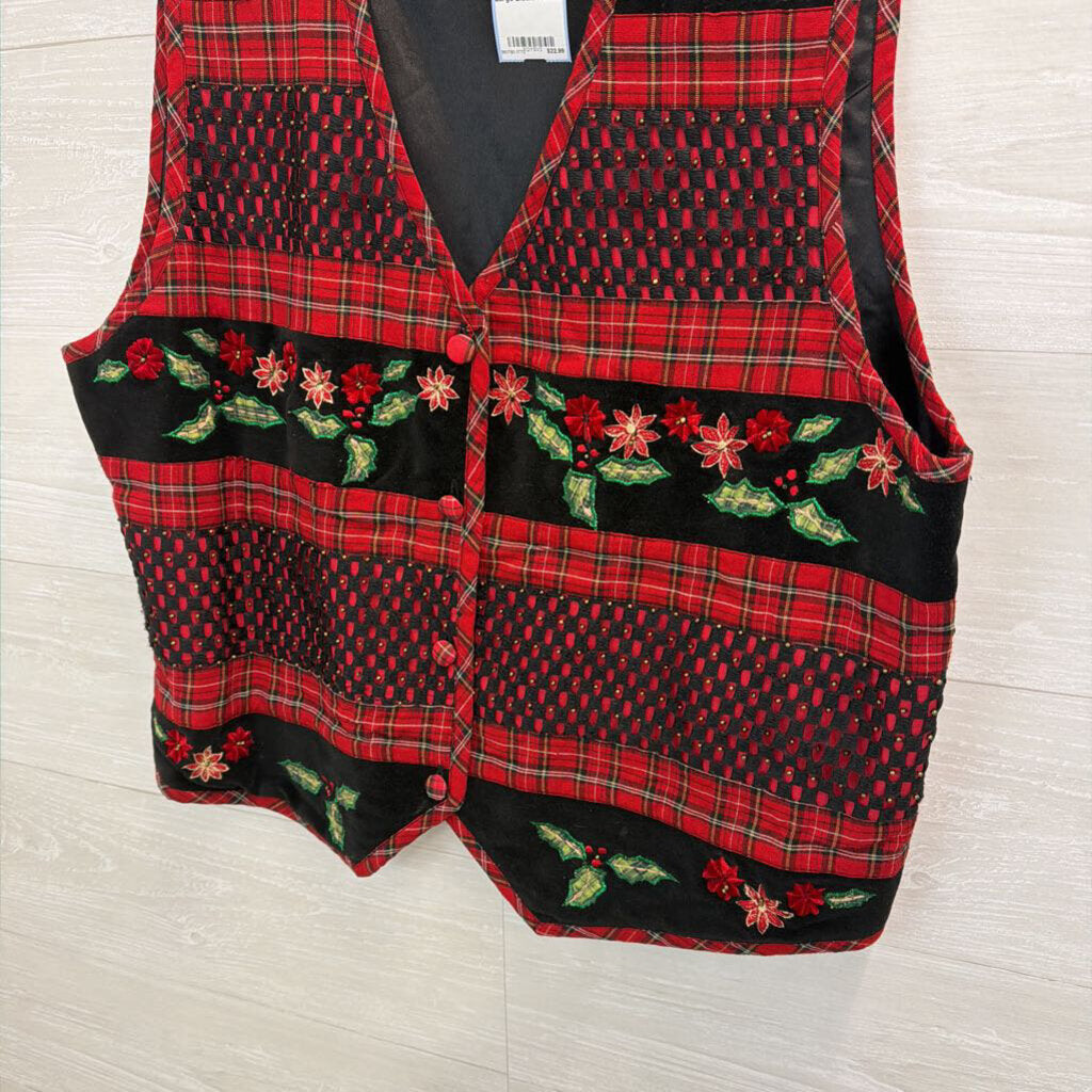 Vintage Paul Harris Black/ Red Holiday Vest Top Extra Large