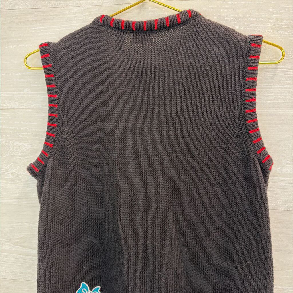Vintage Holiday Editions Black/ Multi Knit Holiday Sweater Vest Top Small