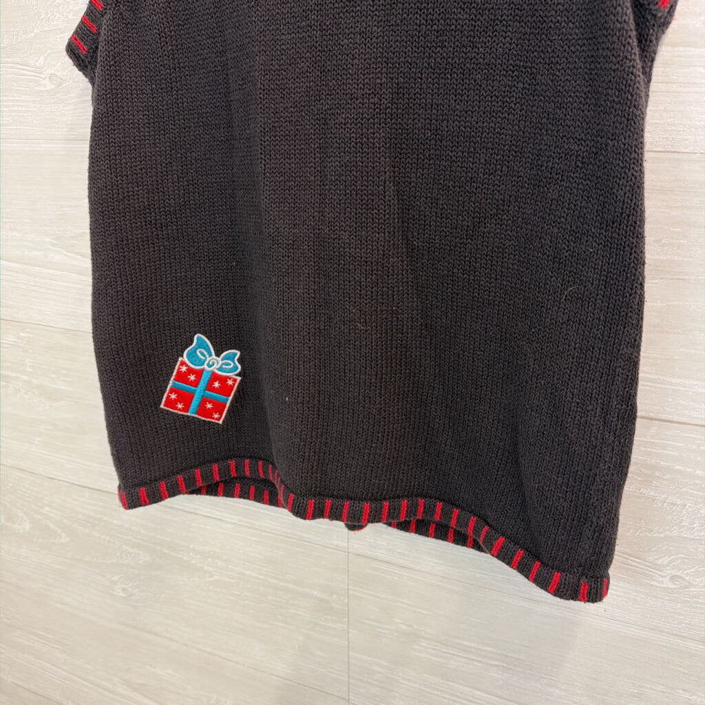 Vintage Holiday Editions Black/ Multi Knit Holiday Sweater Vest Top Small