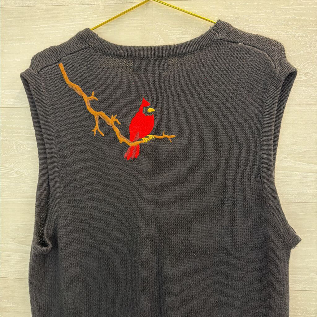 Vintage Sag Harbor Black Knit Cardinal Sweater Vest Top Small