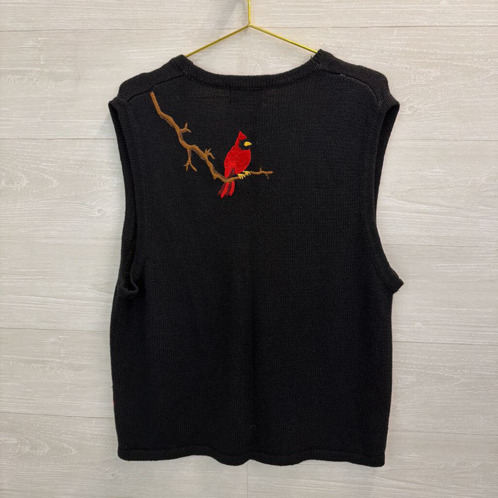 Vintage Sag Harbor Black Knit Cardinal Sweater Vest Top Small