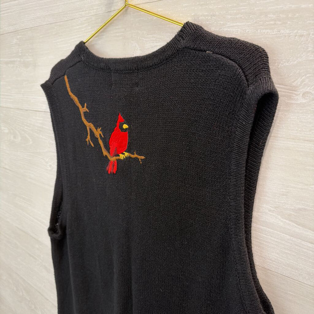 Vintage Sag Harbor Black Knit Cardinal Sweater Vest Top Small