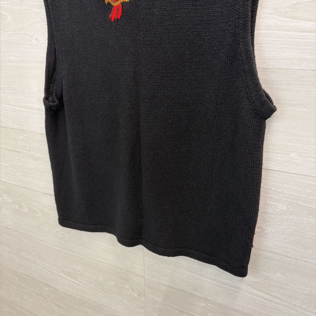 Vintage Sag Harbor Black Knit Cardinal Sweater Vest Top Small