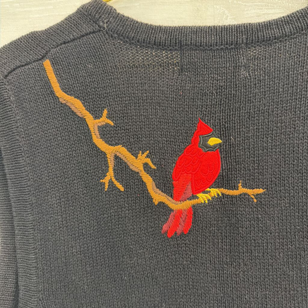 Vintage Sag Harbor Black Knit Cardinal Sweater Vest Top Small