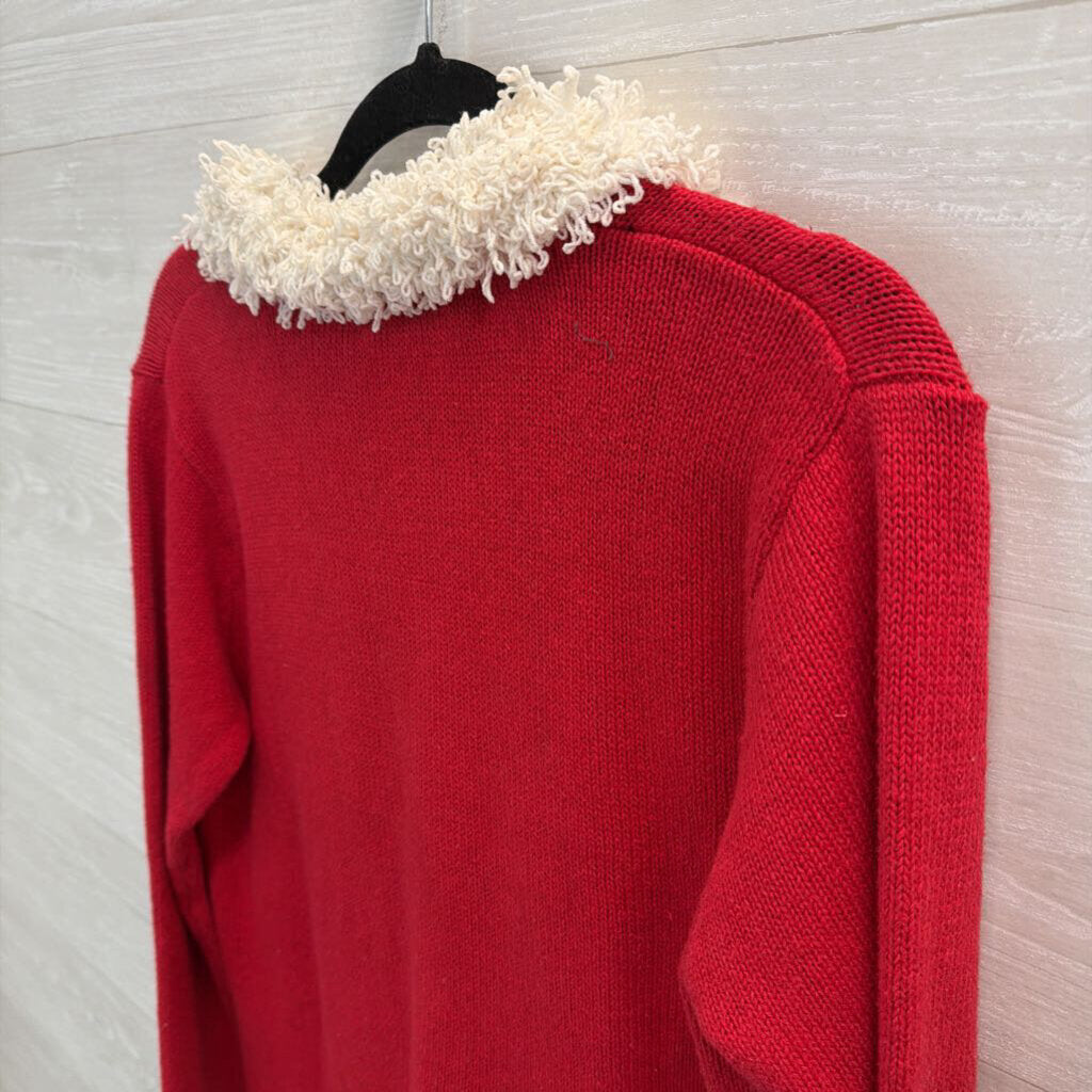 Vintage Victoria Jones Red/ White Knit Holiday Cardigan Sweater Large Petite