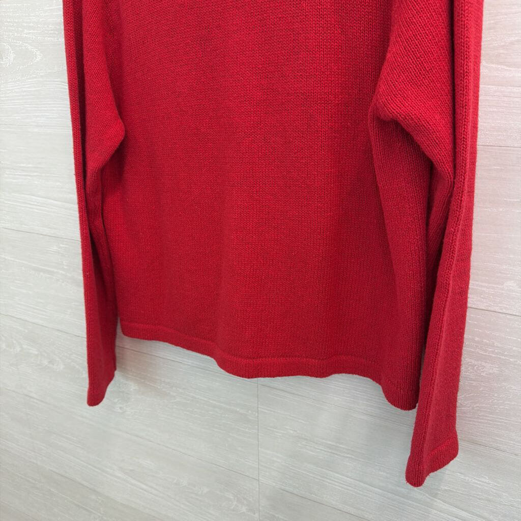 Vintage Victoria Jones Red/ White Knit Holiday Cardigan Sweater Large Petite